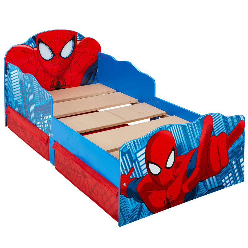 Marvel SpiderMan Toddler Bed with Light Up Eyes and Storage Drawers